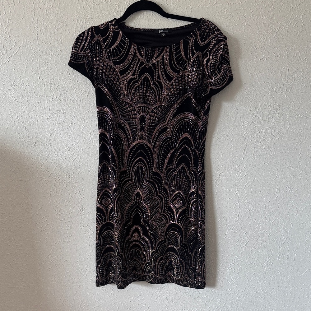 Jump Black and Light Pink Patterned Mini Dress